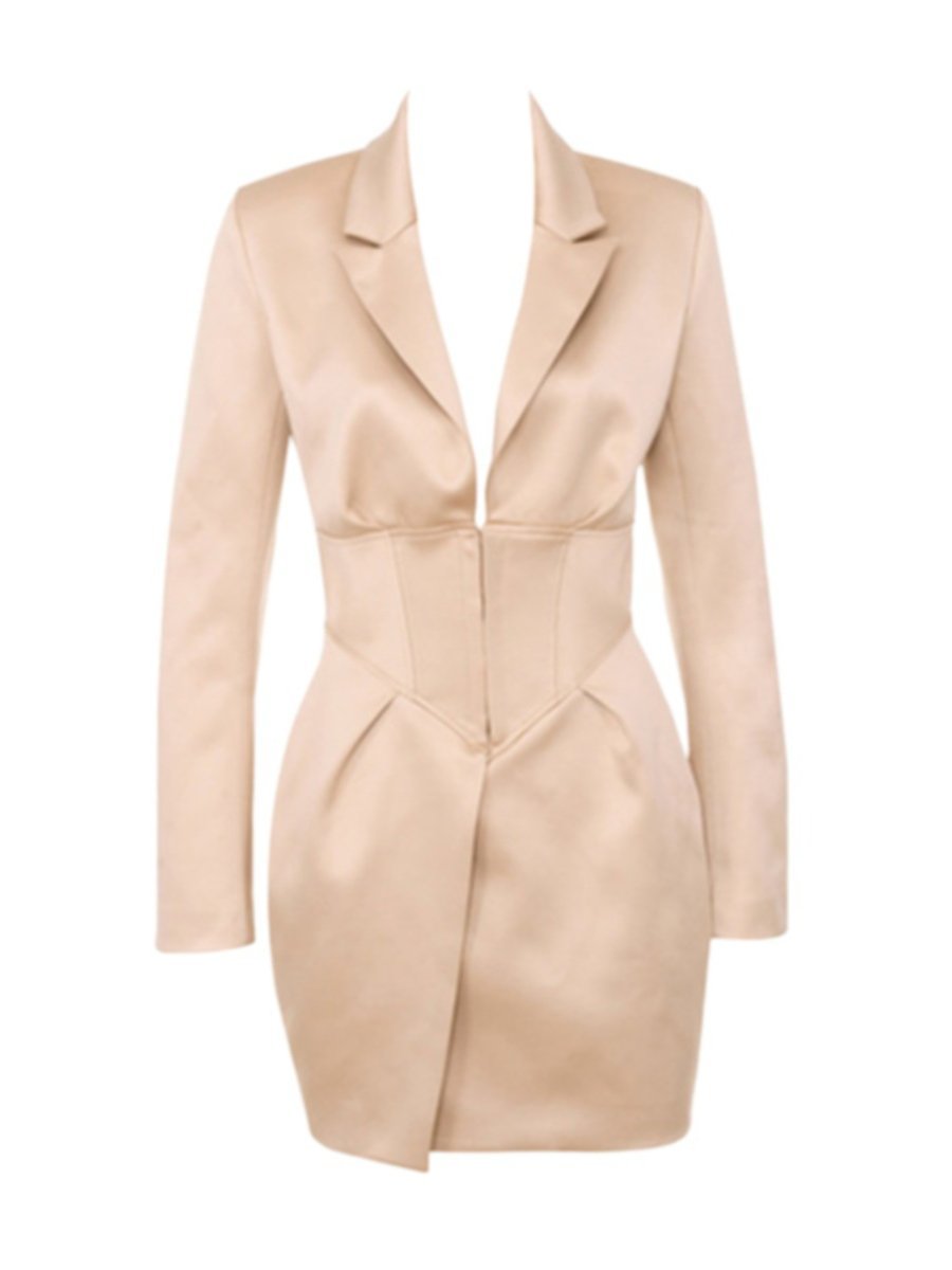 Women's Dress High Waist Irregular V-neck Long-sleeved Skirt Suit Dress