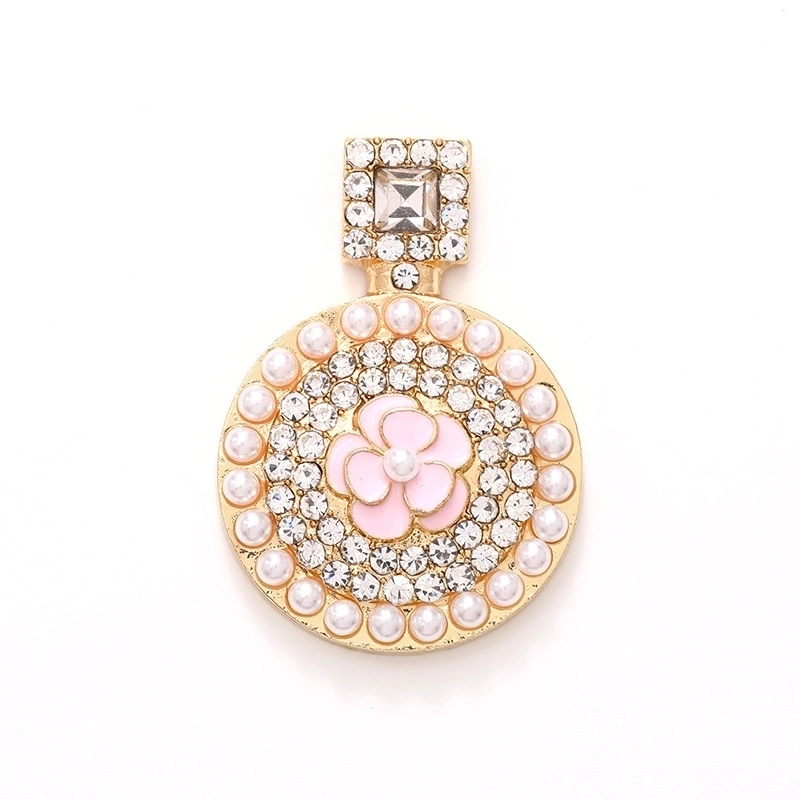 1 Piece 24 * 34mm 25*25mm Alloy Rhinestones Pearl Smile Face Flower Perfume Bottle Pendant