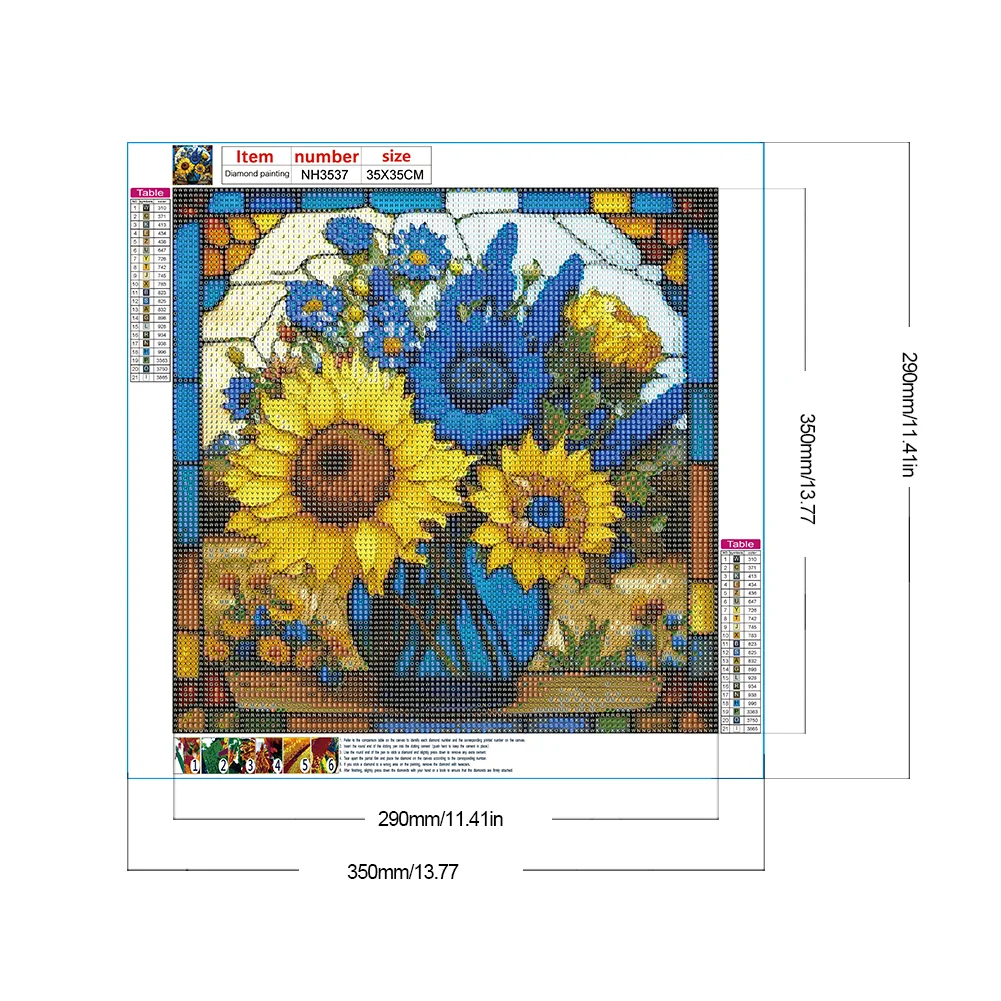 Diamond Painting - Full Round Drill - Stained Glass Sunflower(35*35cm)