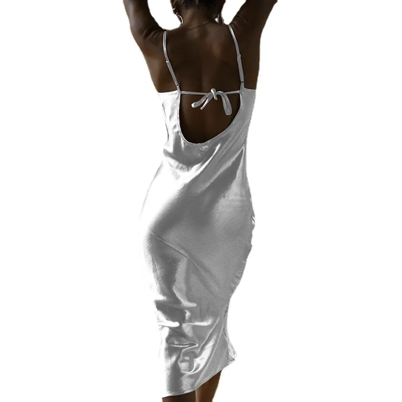 Brownm Brownm Summer New Dress Slings Low-Breast Sexy Strap Party Simple Dress