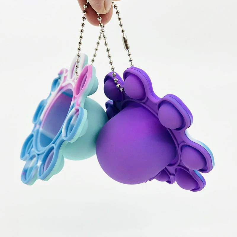 Luminous Keychain Stress Relief Squishy Pops It Fidget Toys Octopus Push Bubble Pops Fidget Sensory Toy For Autism Special Toys