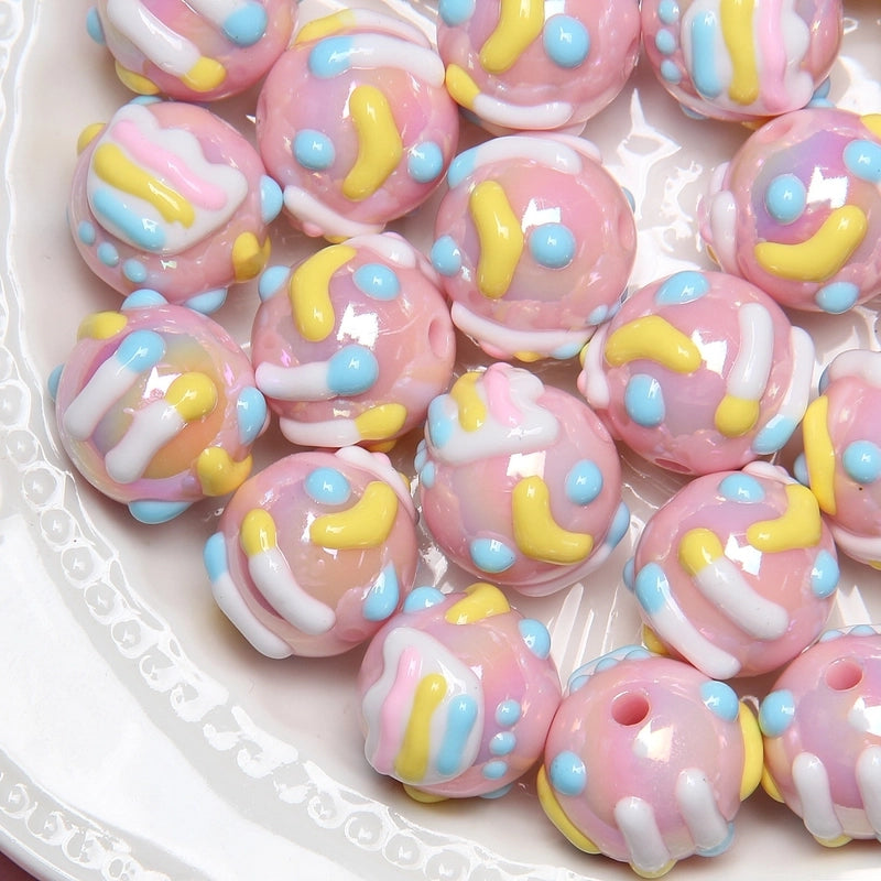 5 Pieces Summer New Heavy Oil Hand-Painted Beads Diy Beaded Diy Mobile Phone Chain Car Hanging Bag Hanging Chain Head Rope Beads