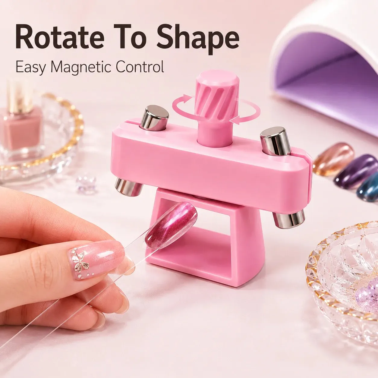 Compact and stylish cat-eye nail tool storage