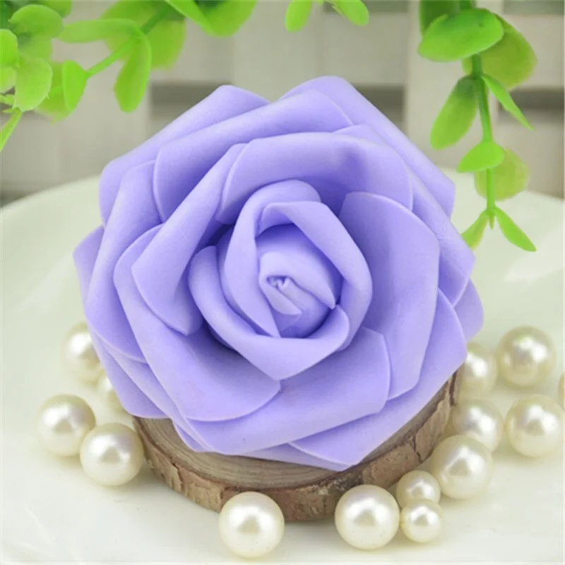 50pcs 7CM Artificial Foam Roses Flower Heads For Home Wedding Decoration Scrapbooking PE Flower DIY Kissing Balls Craft Multi