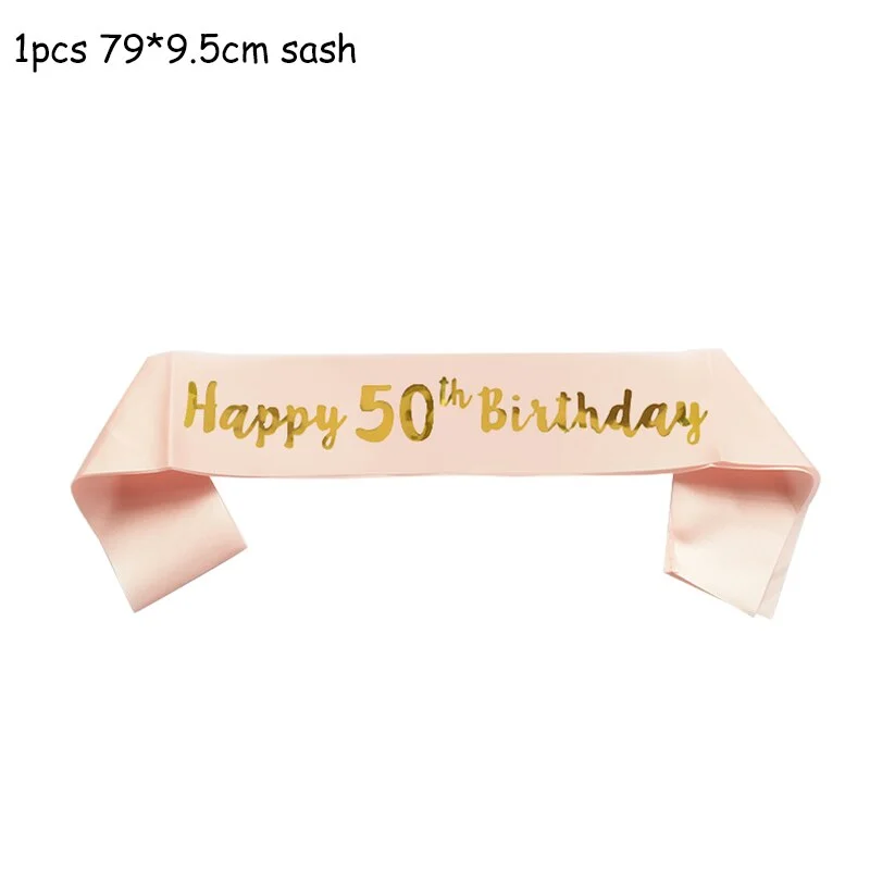 Happy Birthday 18th 30th 40th 50th Rose Gold Satin Sash Crystal Crown Tiara Adult Birthday Party Decoration Anniversary Supplies