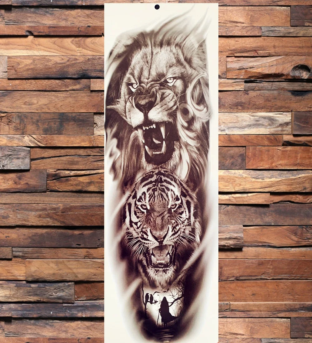 Sexy Full Arm Temporary Tattoos Sticker For Women Men Adult Gun Nun Vines Realistic Fake Tattoo Sleeves Large Tatoos Paste