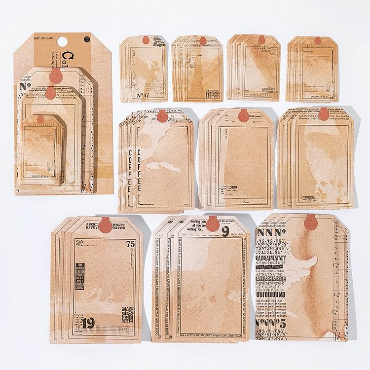 30 Sheets Vintage Bills Hang Tag Writable Sticker Pack Art Label Border