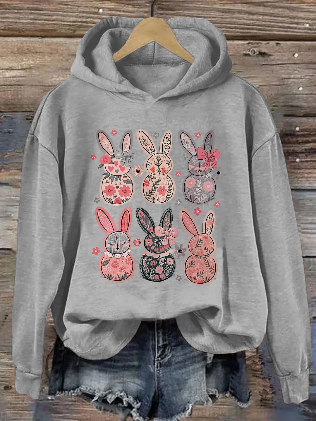 Coquette Easter Bunny Floral Hoodie