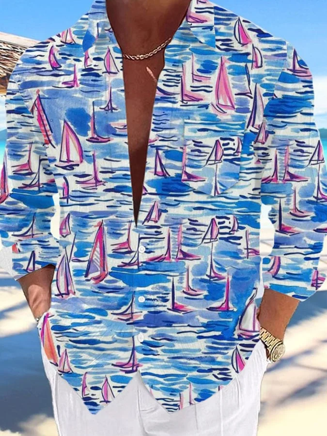 Men's Casual Hawaiian Print Lapel Shirt