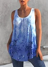 Plus Size Floral Print Round Neck Casual Tank Top