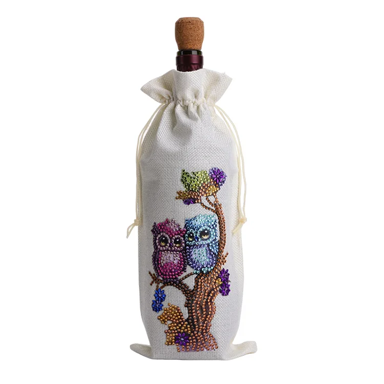 DIY Diamond Painting Wine Bags Creative Diamond Art Liquor Bottle Covers (Owl) gbfke