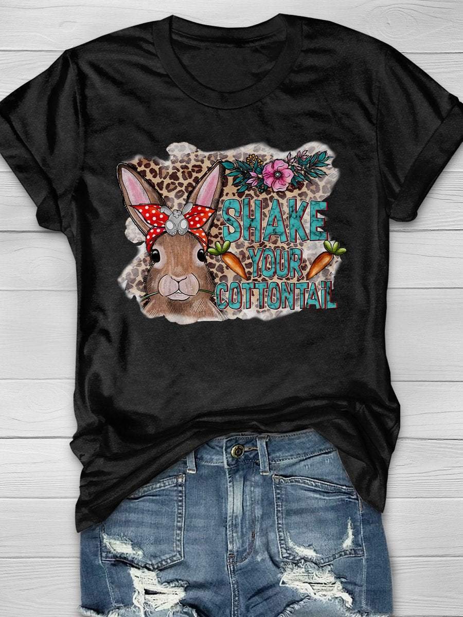Shake Your Cottontail Leopard Print Short Sleeve T-shirt