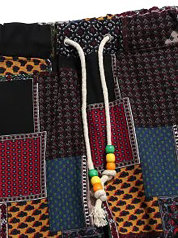 tribal ditsy patchwork print long jogger pants