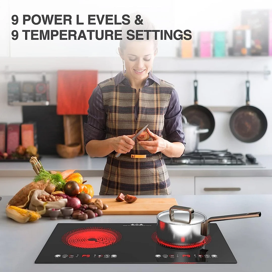 Electric Cooktop 2 Burner 24 Inch Electric Stove Top 110v Double Burner