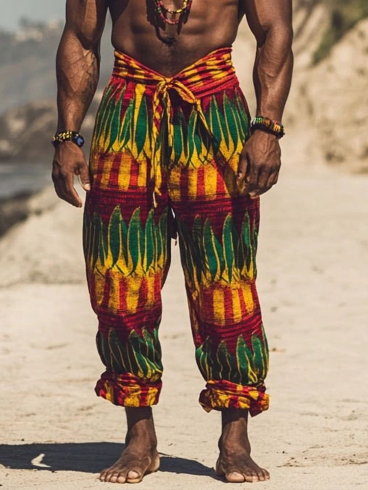 Men's Juneteenth Inspired Tie-dye Linen Blend Pants