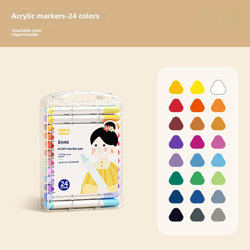 Enmi Acrylic Marker Pen For Children’s Painting Special Student Marker Pen Acrylic Water-based Opaque Color Stackable Color