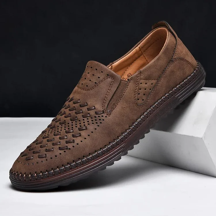Men's Genuine Leather Loafers – Italian Breathable Slip-On Shoes Radinnoo.com