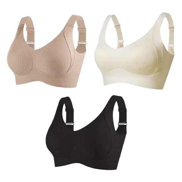 🎉Last Day -🏆️Women's Ribbed Push Up Adjustable Wireless Bra