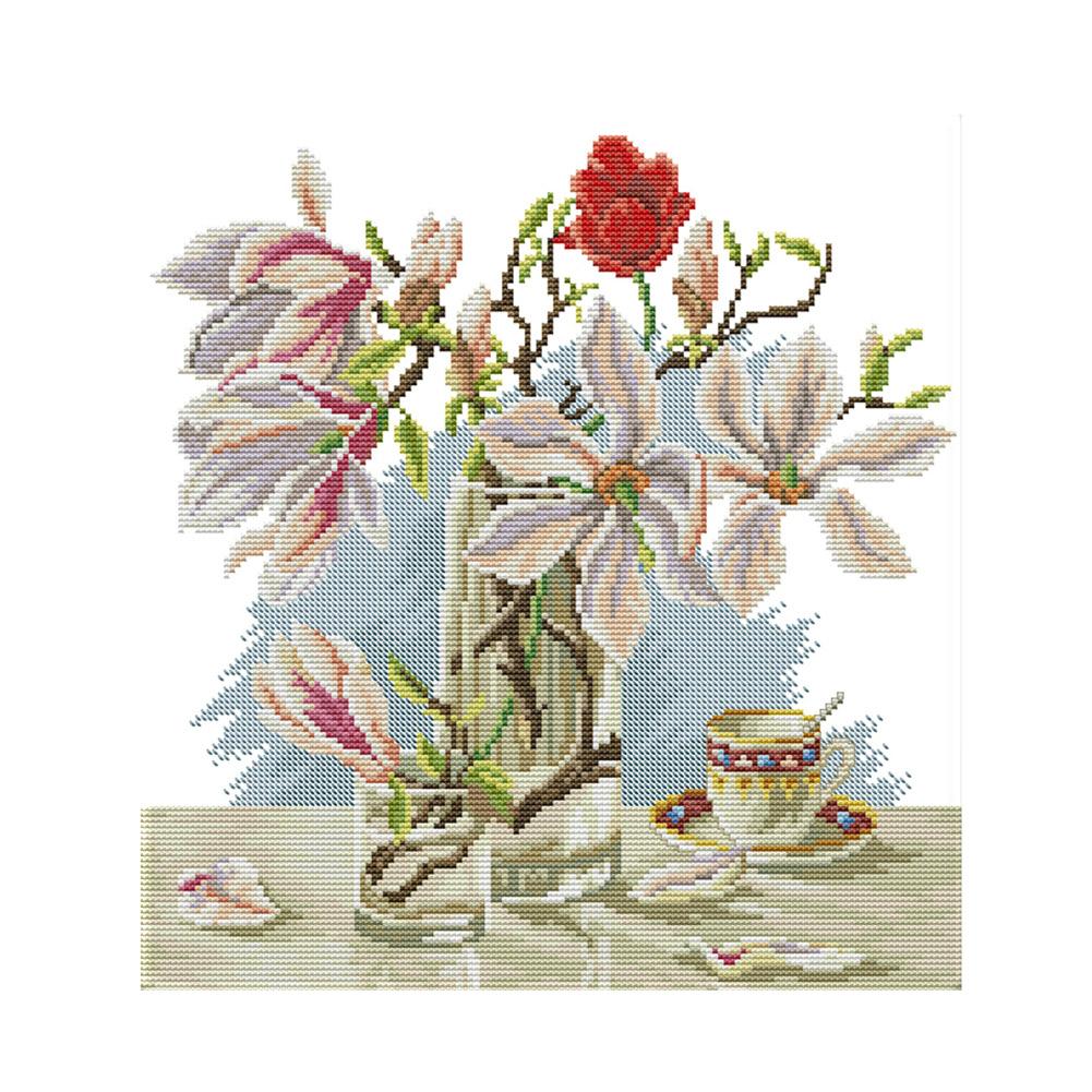 

Magnolia - 14CT Stamped Cross Stitch - 36*34cm, 501 Original