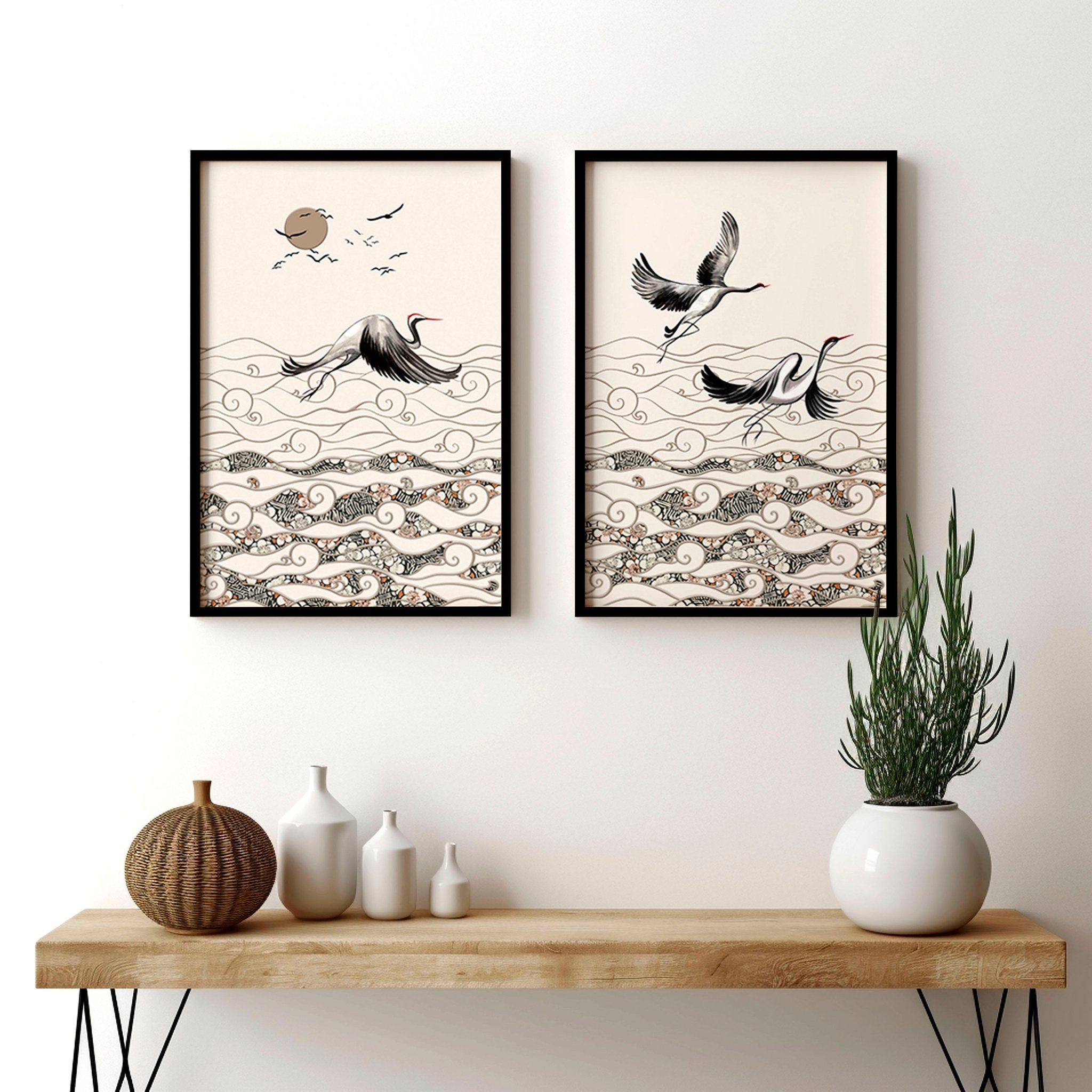 Japanese art print | Set of 2 wall art prints for living room everthome