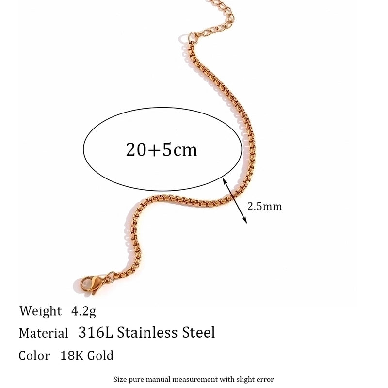 Minimalist Classic Style Solid Color 304 Stainless Steel 18K Gold Plated Plating Anklet
