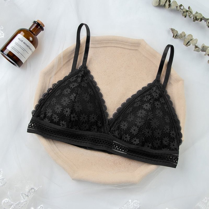 Women Lace Bra No Steel Ring Beauty Back Wrapped Chest Comfortable Daisy Brassiere Stretch Triangle Cup Padded Underwear 1/2Pcs