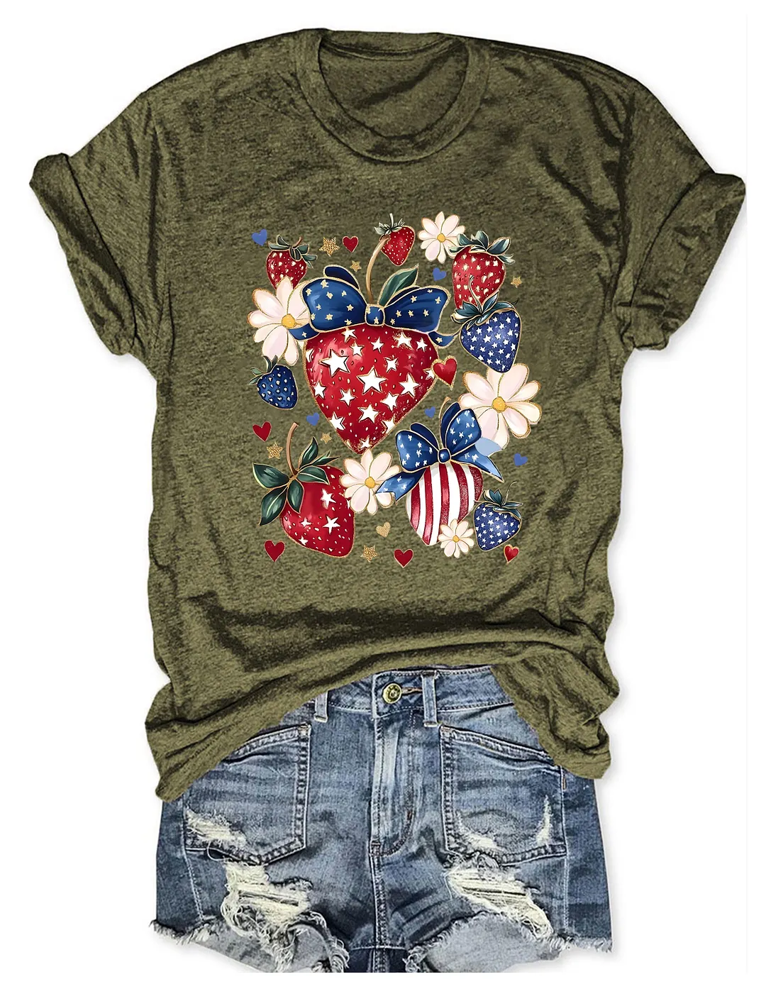 Boho 4th Of July Strawberry T-shirt