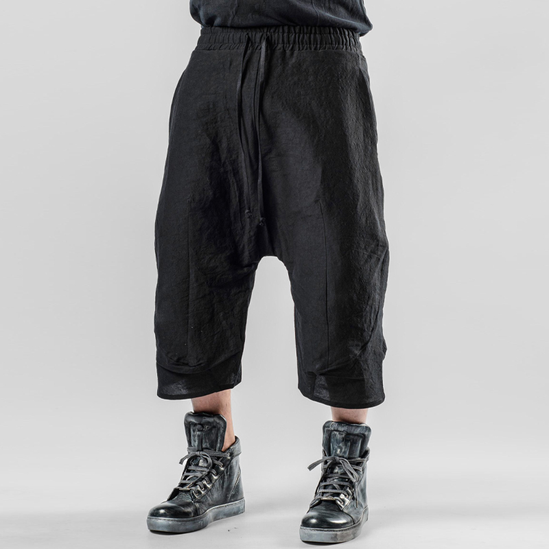 Men's Vintage Drawstring Curved Drop Crotch Pants
