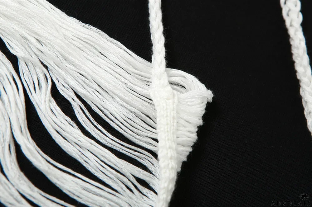 Summer Women Knitting Hollow Tassel Halter Neck Solid Slim Top