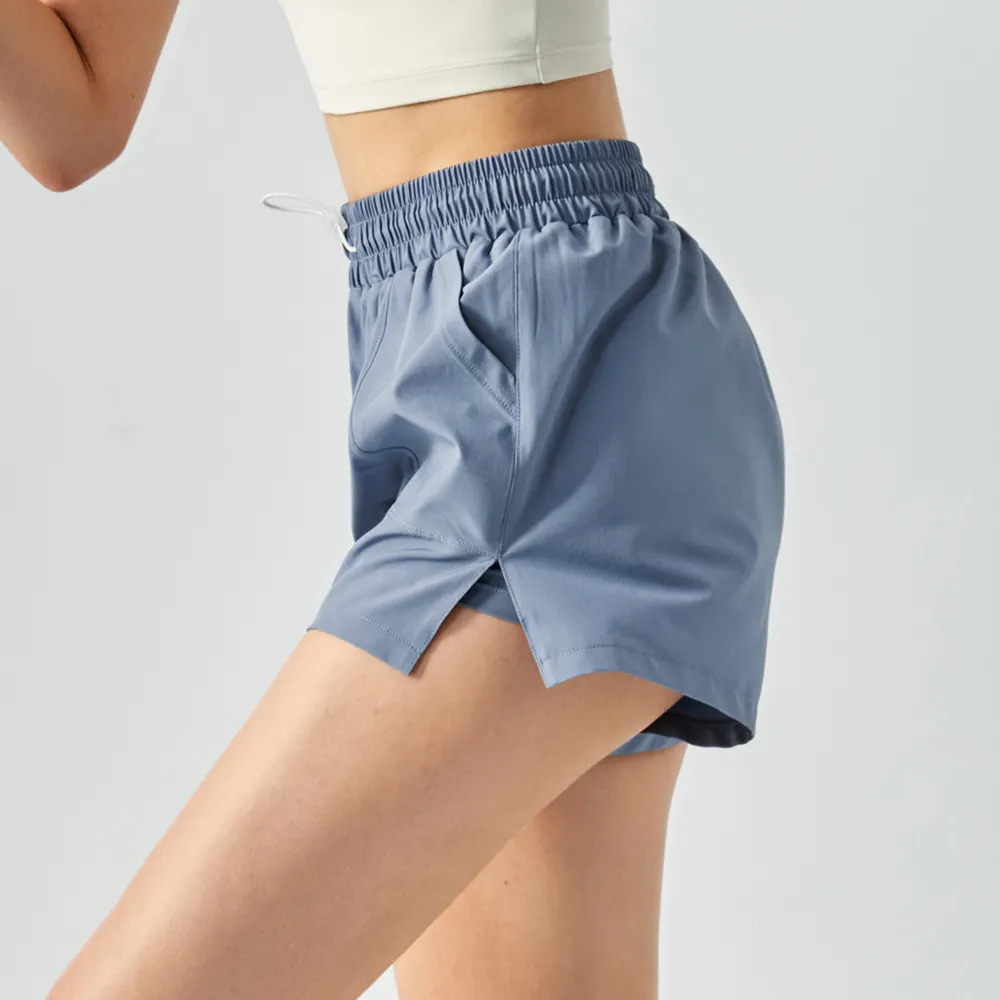 Hergymclothing Healing Blue 2 in 1 quick dry side slit everyday & basketball sports shorts for women online shopping