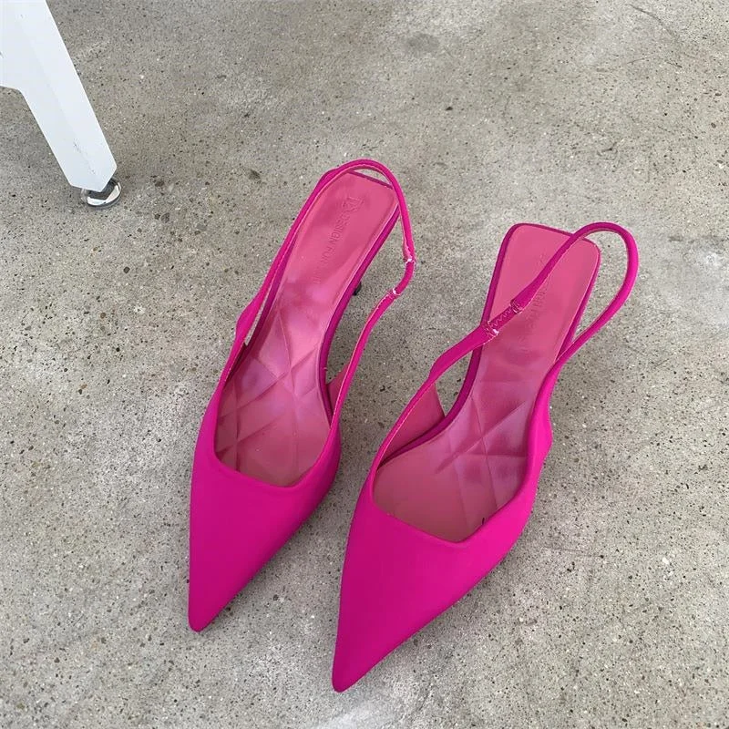 Stiletto Heels 2022 Summer Suit Comfort Shoes For Women Sandals Female Purple New Girls Low Pointed High Black Big Large Size