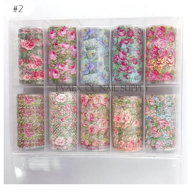 Flower Nail Sticker Wraps Slider Water Transfer Decal Foils Foil Nail Art Decoration Acrylic Manicure Tool-Nail Inspo
