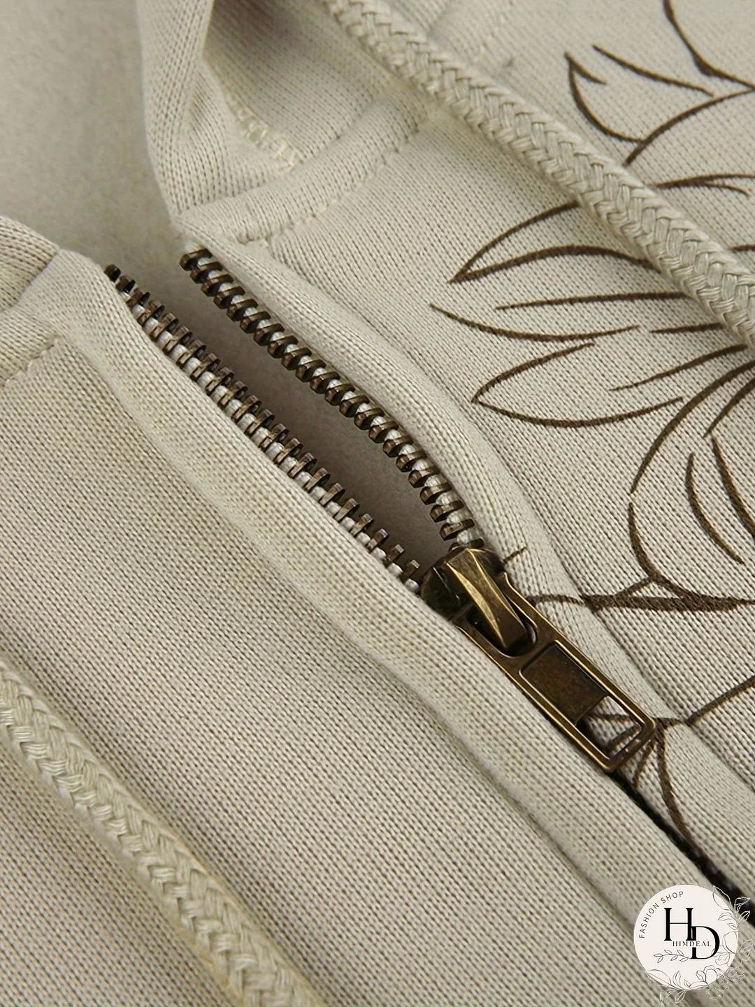 Vintage Style Floral Zip-Up Sweatshirt