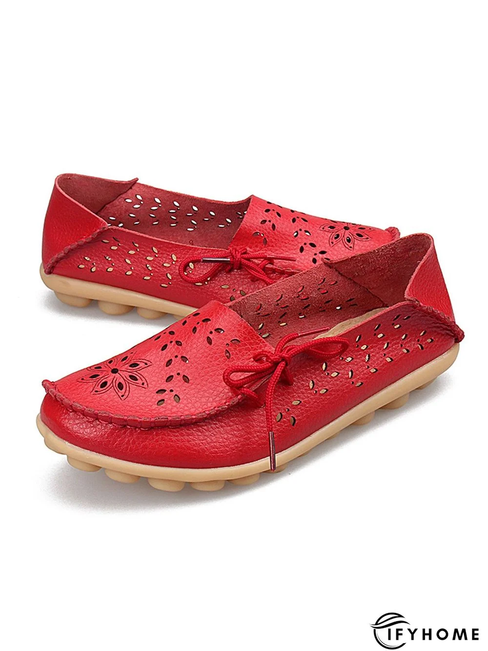 Cowhide Hollow Lace-up Portable Shoes | IFYHOME