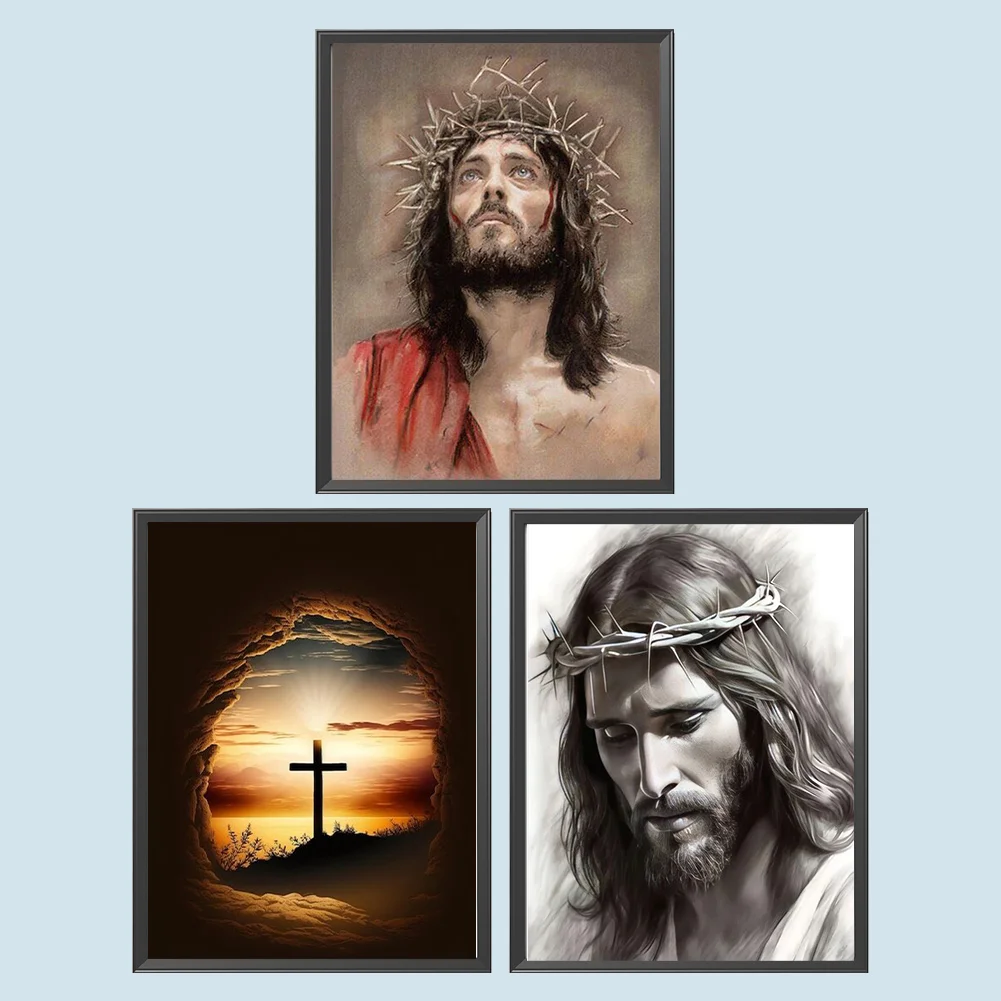 3pcs Diamond Painting - Full Round Drill - Faith(Canvas|30*40cm)