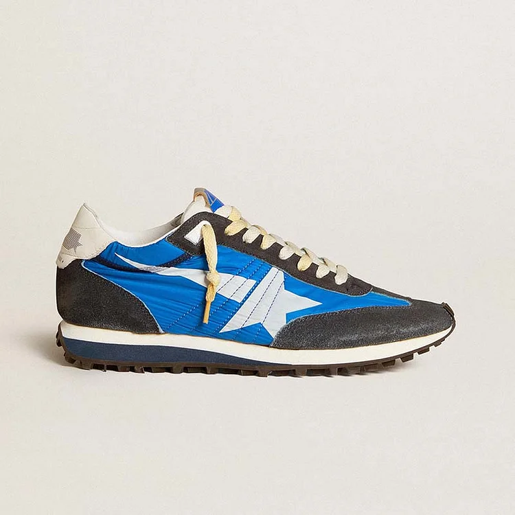 Golden Goose Marathon Hombre con pala de nailon azul y estrella blanca