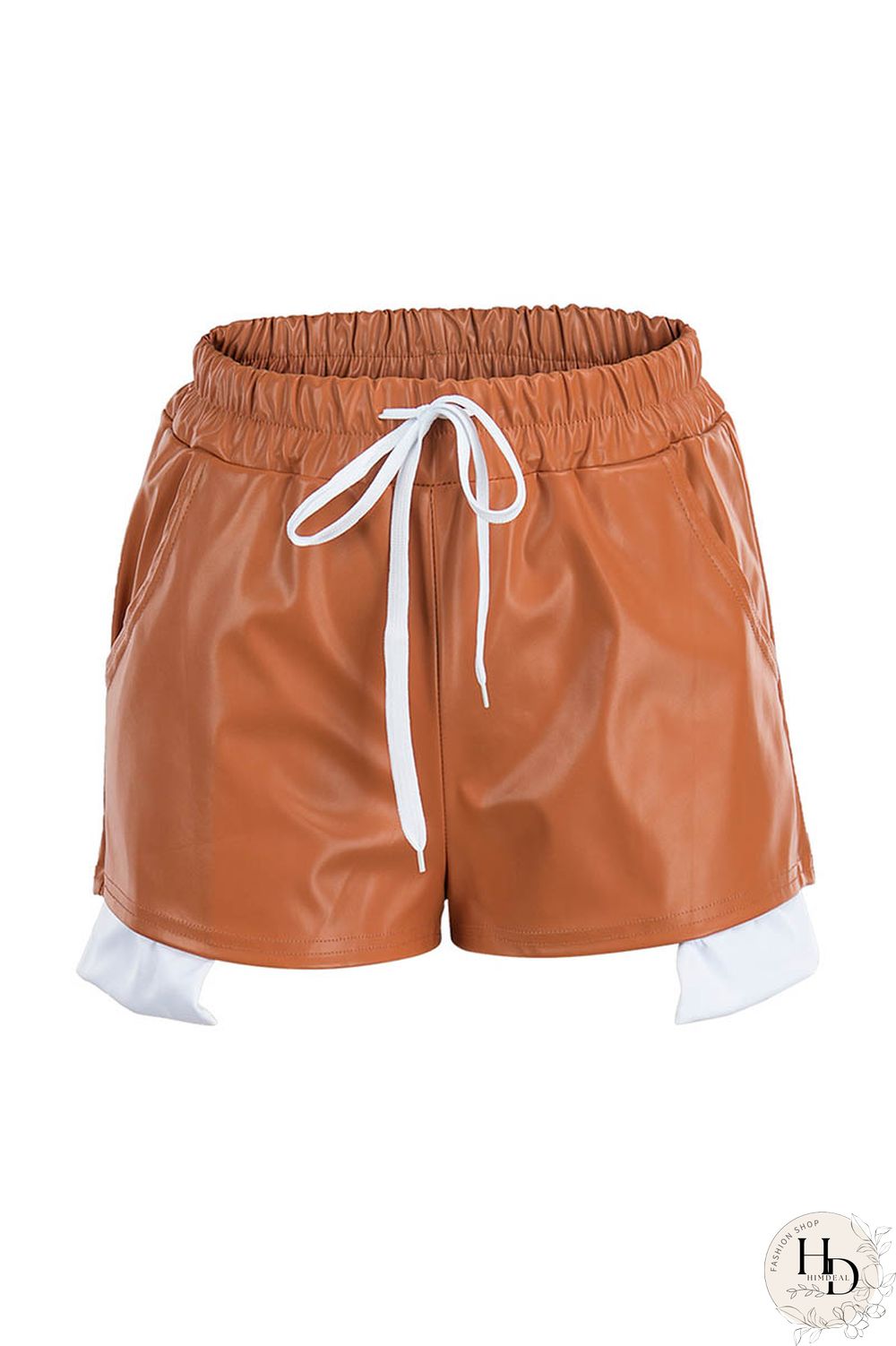 Yellow Sexy Solid Patchwork Regular High Waist Conventional Solid Color Shorts