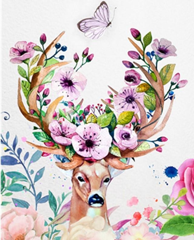 

Flower Deer – Paint By Numbers - 40*50CM, 501 Original