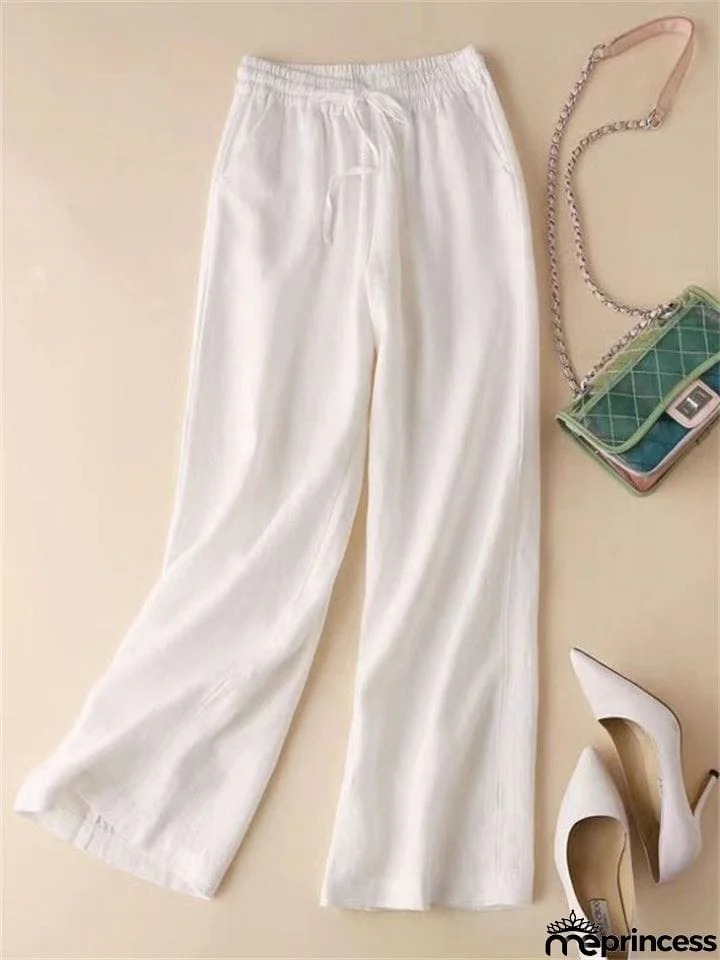 Leisure Linen High-Rise Oversized Pants for Women