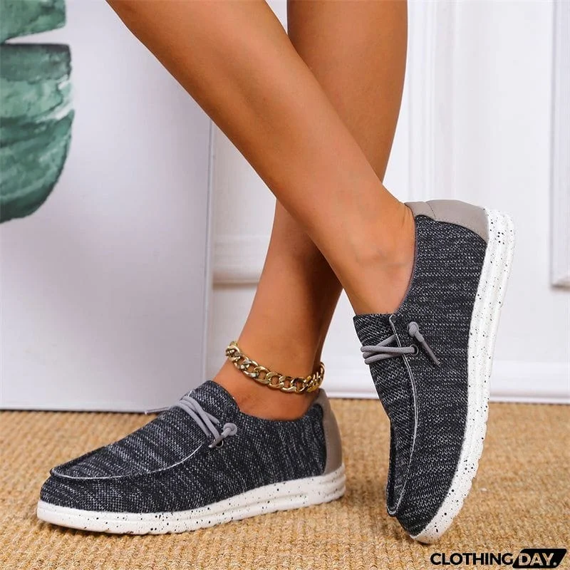 Casual Round Toe Canvas Flat Heel Loafers