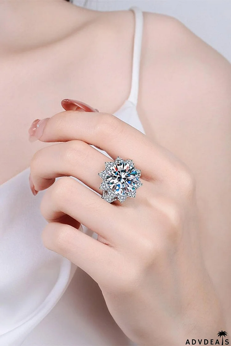 10 Carat Moissanite Flower-Shaped Ring