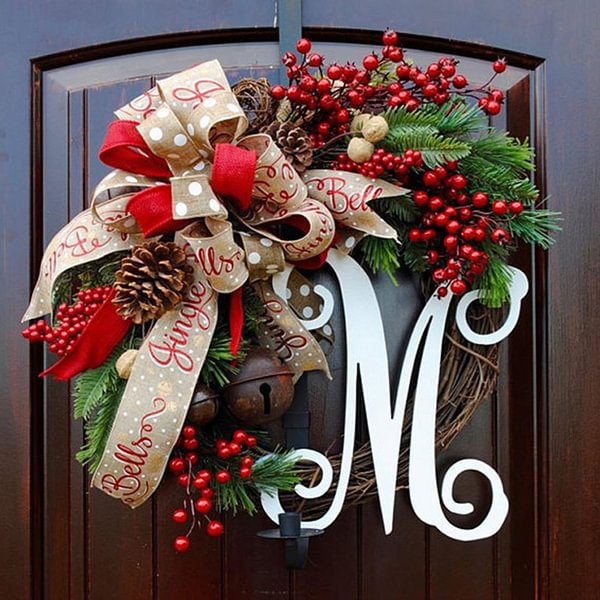 Christmas Letter Wreath Christmas Door Hanging Simulation Red Fruit Wreath Vine Circle Decoration - Shop Trendy Women's Fashion | TeeYours