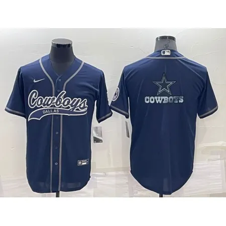 Men's Dallas Cowboys Navy Team Big Logo With Patch Cool Base Stitched Baseball Jersey 035P