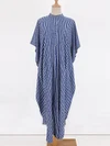 Striped Bat Sleeve Shirt Tunicshang Maxi Dress