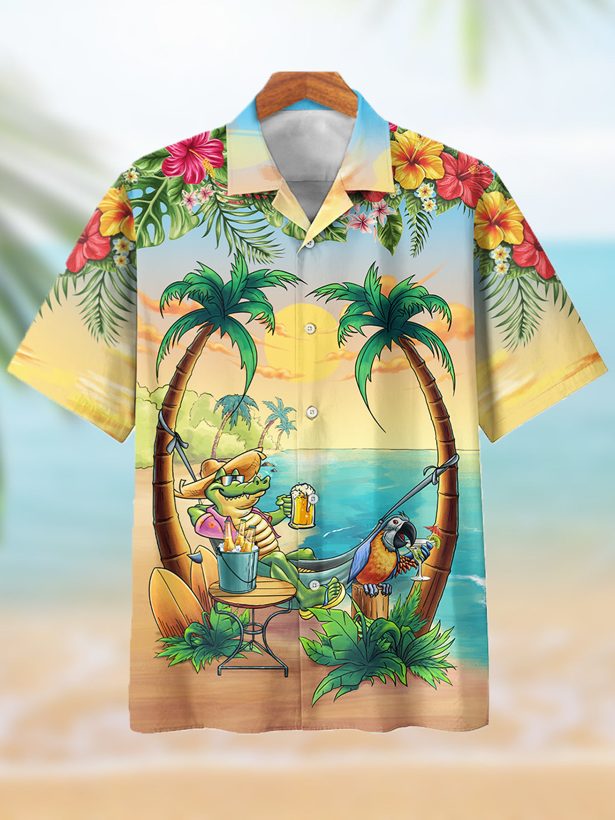 Men's Flamingo Holiday Pattern Cuban Collar Hawaiian Shirt PLUSCLOTHESMAN