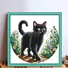 Black Cat In Garden-11CT Stamped Cross Stitch 37*37cm/14.57*14.57in tapestrymarket
