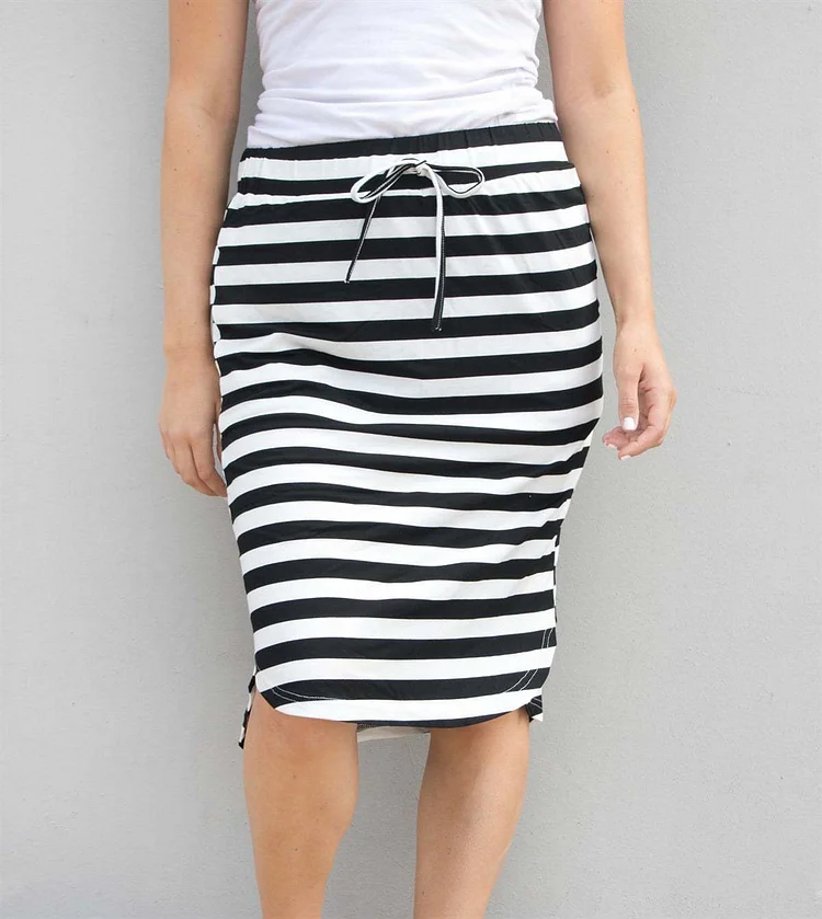 BestDealFriday White Stripe Weekend Skirt P1482292
