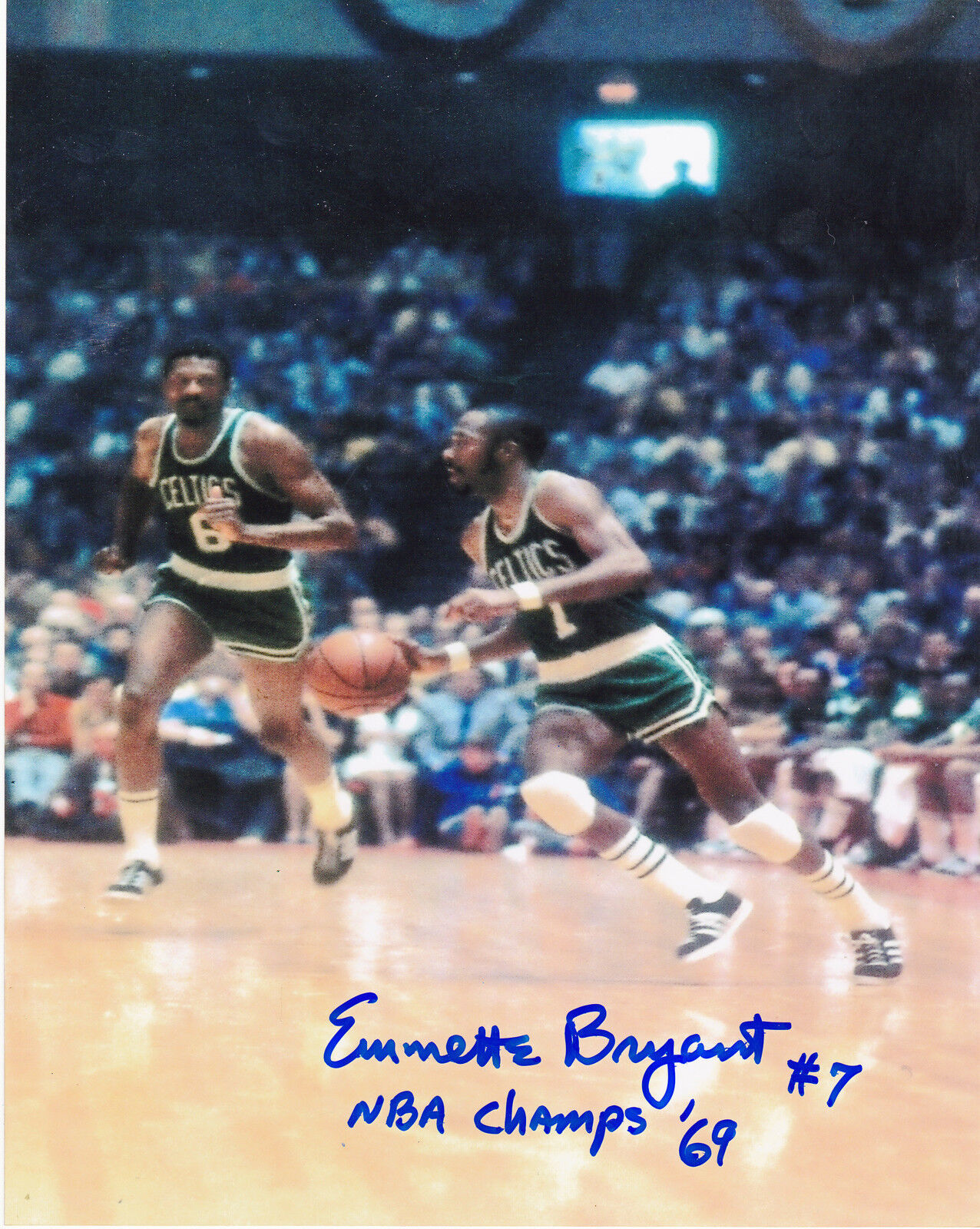 EMMETTE BRYANT BOSTON CELTICS NBA CHAMPS 1969 ACTION SIGNED 8x10