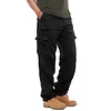 Men's Vintage Outdoor Tactical Cotton Elastic Waist Multi-Pocket Loose Cargo Pants by Inlyline