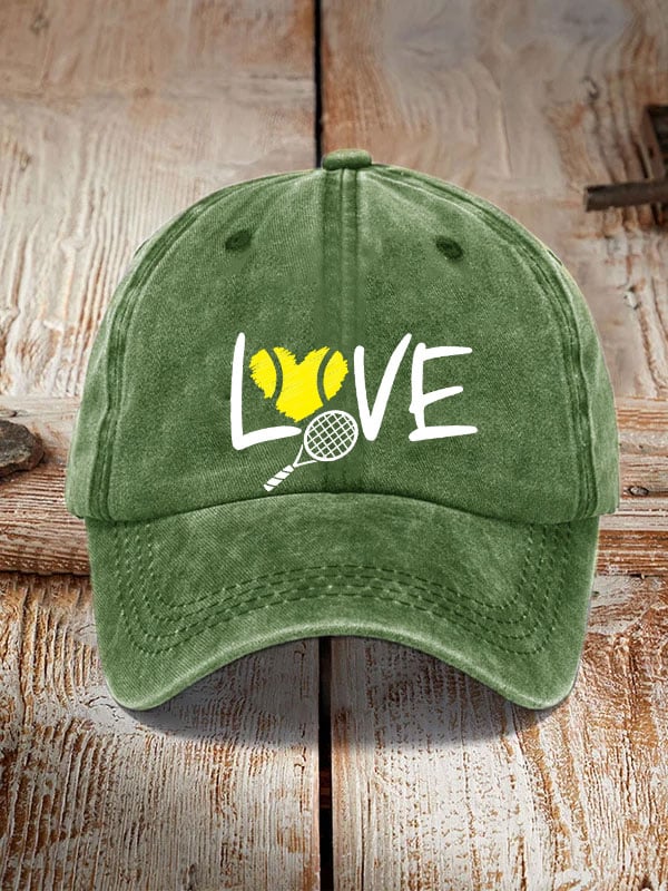 love tennis printed hat